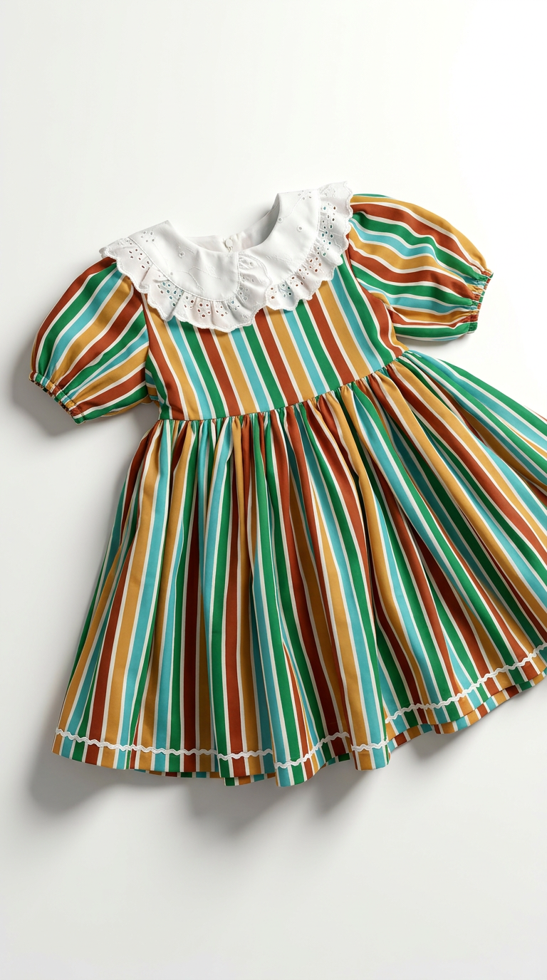 Striped and broderie anglaise dress