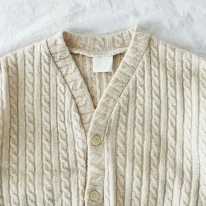 Cardigan intrecciato panna