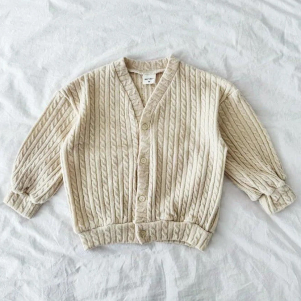 Cardigan intrecciato panna