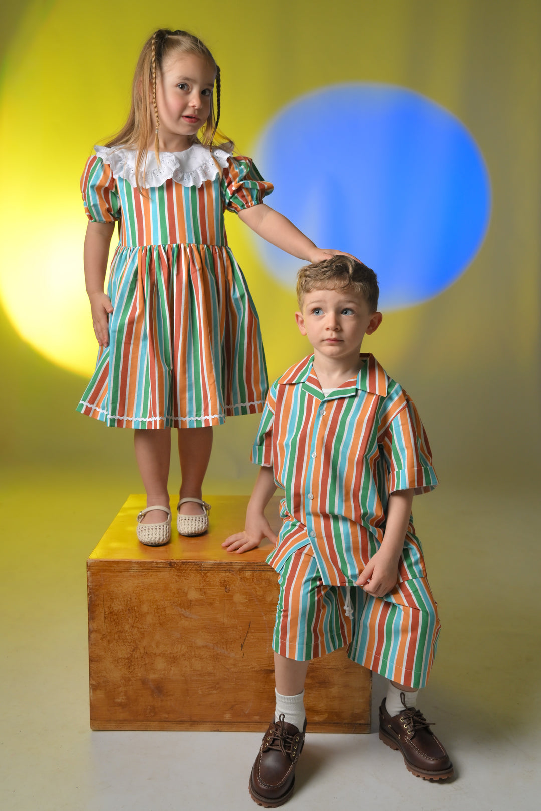Striped and broderie anglaise dress