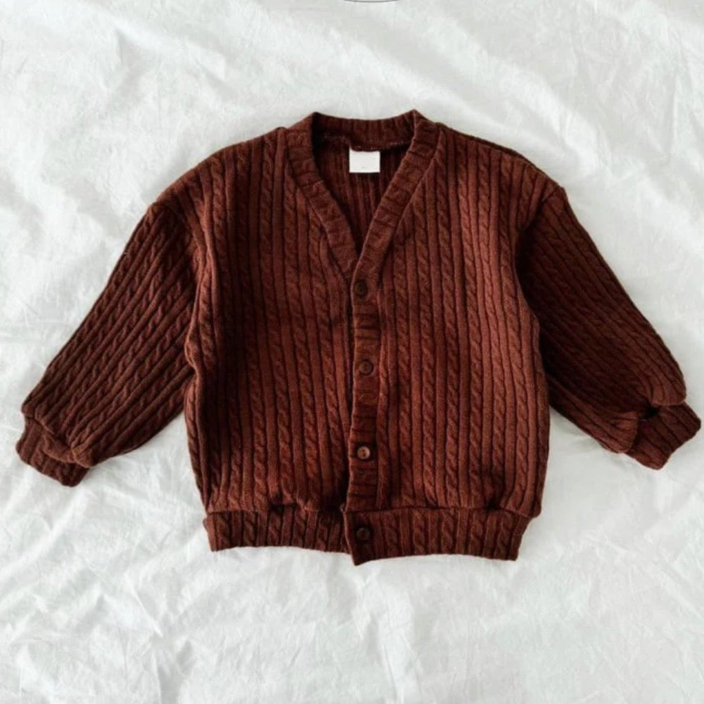 Cardigan intrecciato cioccolato